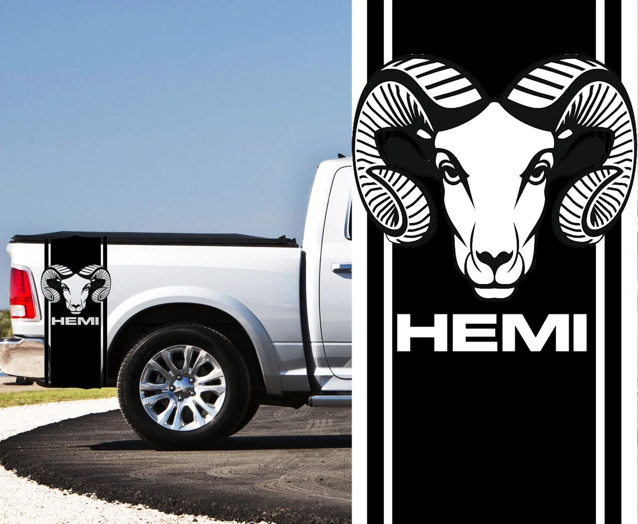 

1 Набор/2 шт., наклейки на заднюю кровать Dodge Ram Head 1500 Mopar