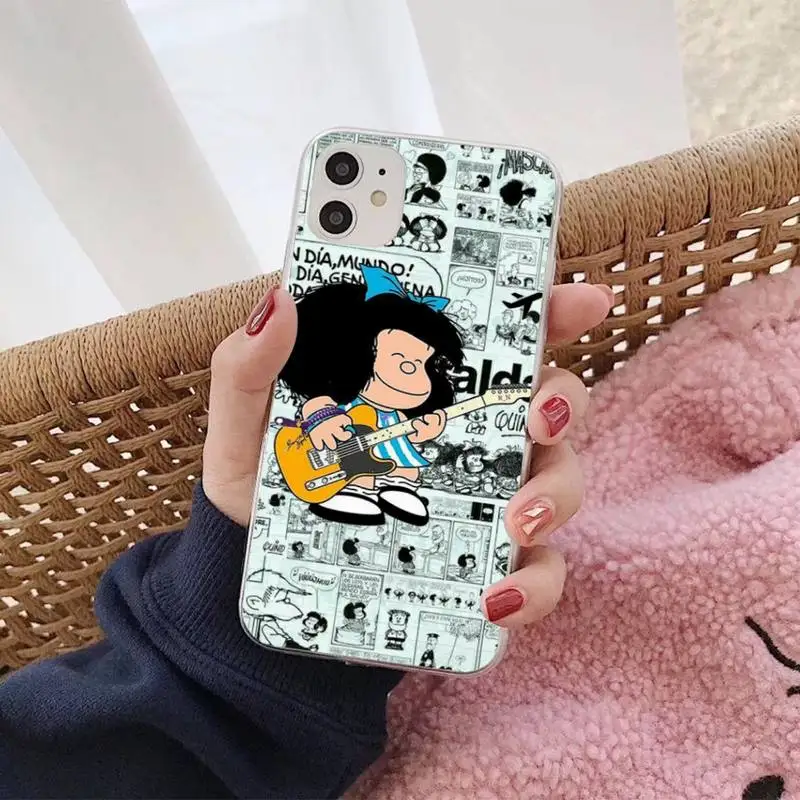 

Cartoon Cute Mafalda Phone Case for iPhone 8 7 6S Plus X 5S SE 2020 XR 11 12 mini pro XS MAX