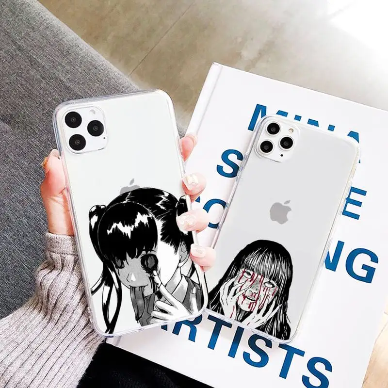 

Junji Ito Collection Tees horror anime Phone Case Transparent for iPhone 6 7 8 11 12 s mini pro X XS XR MAX Plus