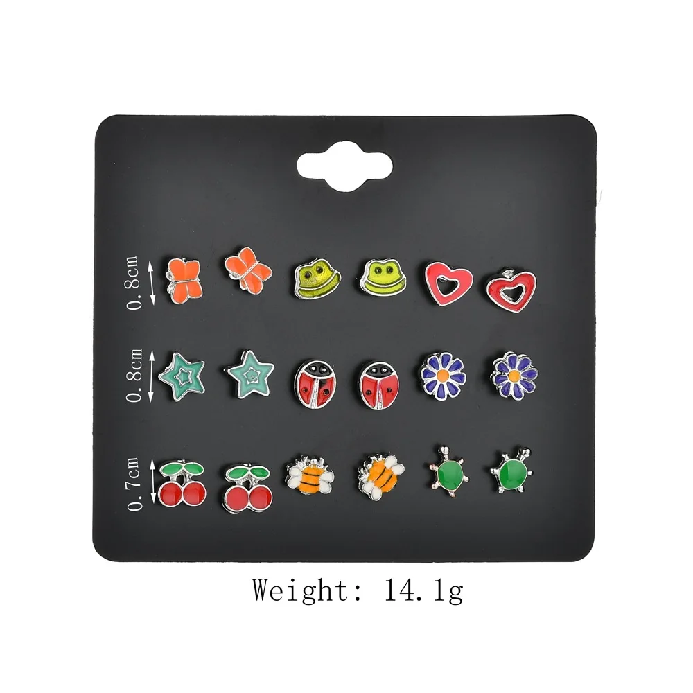 

Girls Fashion Popular Creative Geometric Fruit Cute Animal Earring Set Women's Birthday Gift Party Jewelry Wholesale