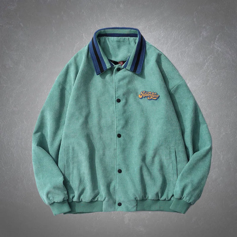 

Corduroy Retro Baseball Uniform Men Spring Autumn Korean Loose Printing Patchwork Casual Baseball Jackets Neutral Men and Women