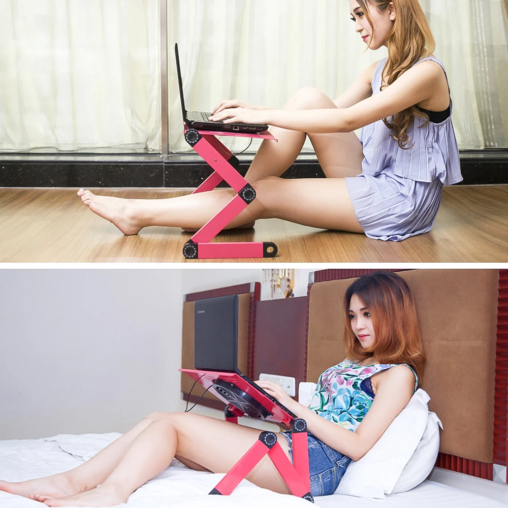 

Laptop Desk with Cooling Fan Ergonomic Portable Bed Lapdesk Tray PC Table Stand Notebook Sofa Desk Stand With Mouse Pad