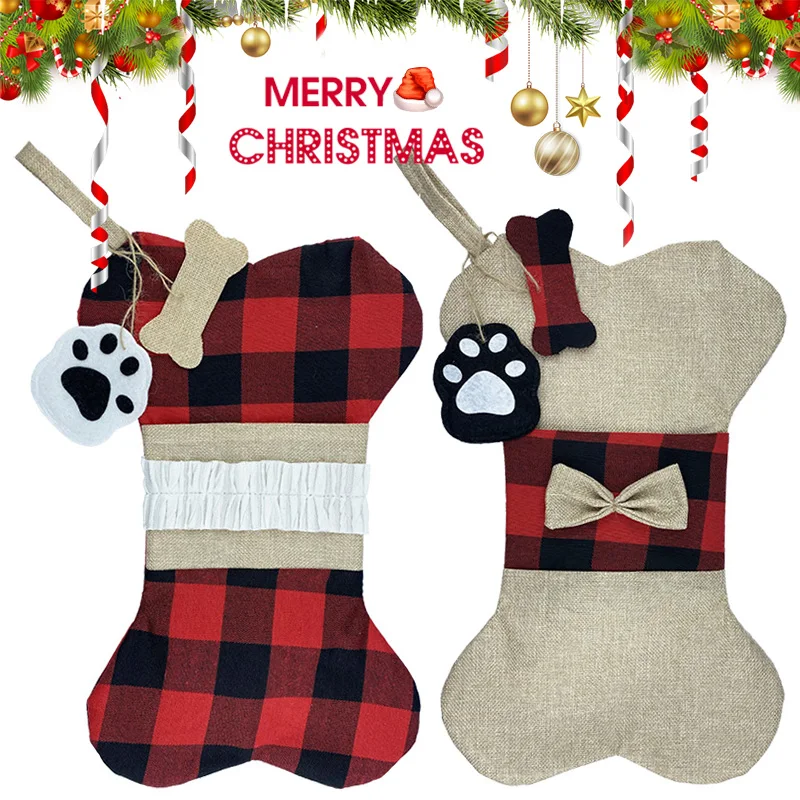 Женская сумка клетчатая в форме кости подвесные рождественские носки для конфет