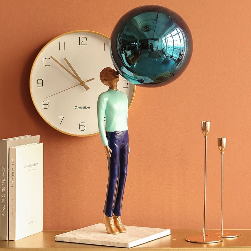 

Originality Nordic Decoration Home Abstract Balloon Man Resin Figurine Sculpture Ornaments Living Room Floor Statue Home Decor