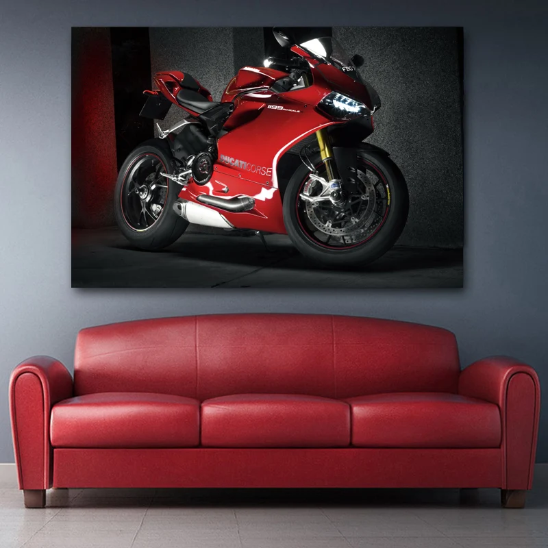 Красные постеры и принты Ducati 1199 Panigale Racing Sport для езды на мотоцикле настенные