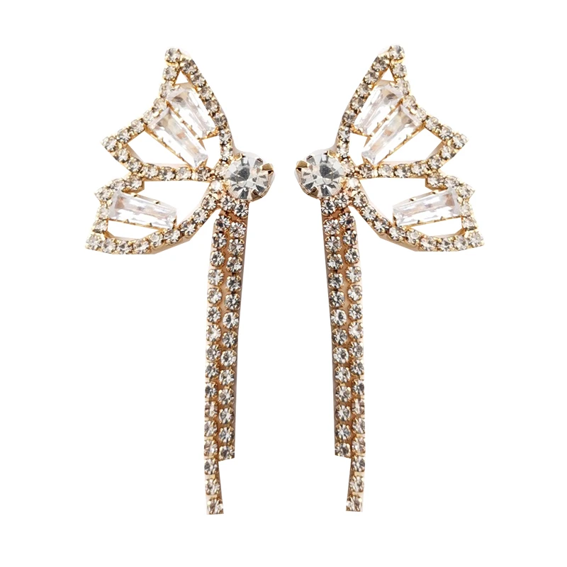 

Bilandi S925 needle Women Jewelry Butterfly Earrings Sweet Korean Temperament Crystal Dangle Earrings For Girl Fine Accessories