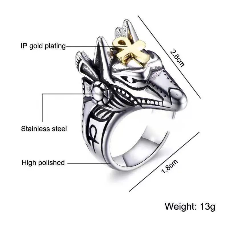 Ретро Анубис мужской самооборона Египетский Мрачный Жнец крест кольцо в виде