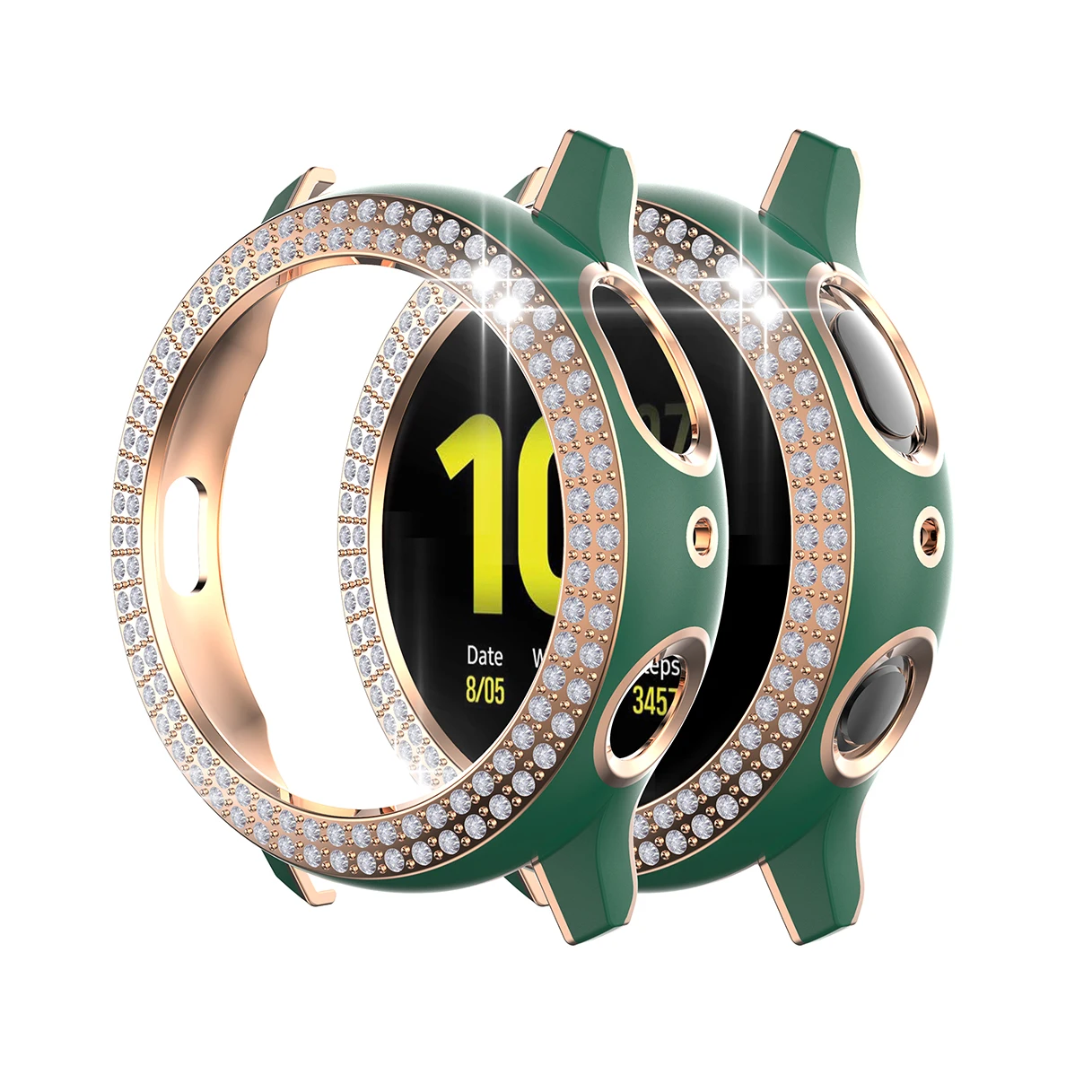 

Smart Watch Frame Screen Protector for Samsung Galaxy Active 2 Fancy Color Double Row Bling Rhinestone Shiny Diamond Look Cover