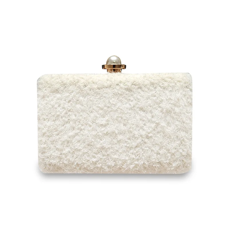 

Lambs Wool Design Winter Women Plush Clutch Evening Bags Gold Chain Shoulder Bags Girls Handbags Purses For Ladies Party Bags