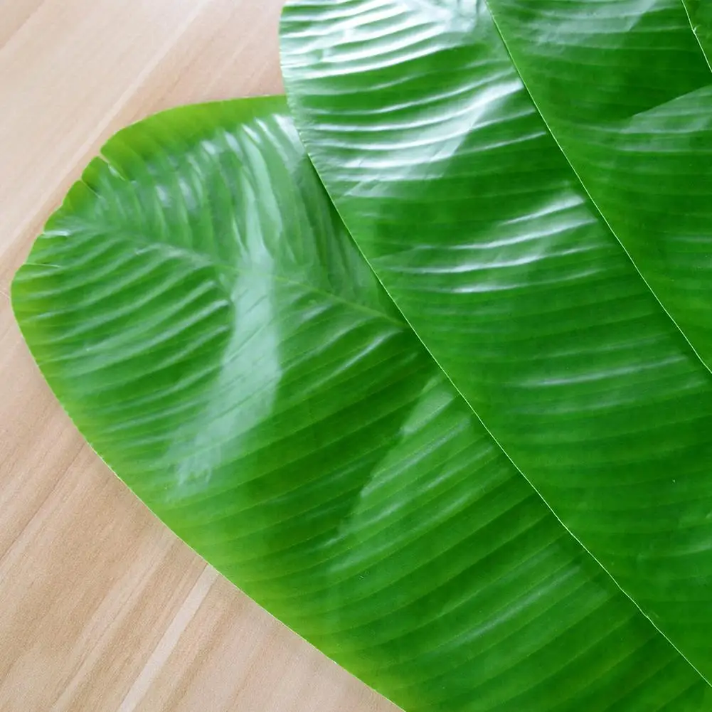 Kitchen Table Mats Hawaii Green Banana Leaf Shape Coffee Placemat Tabletop Party Decoration for Dining | Дом и сад