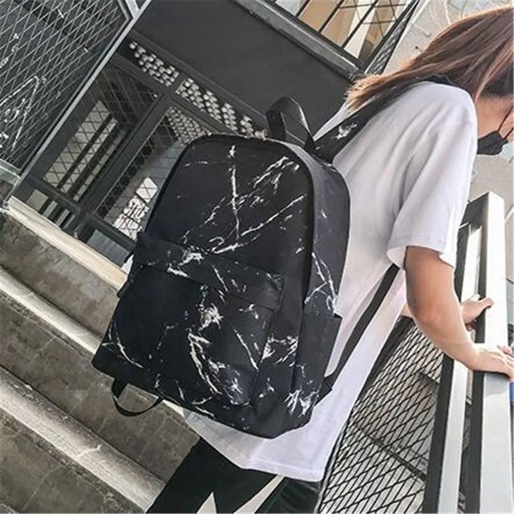 

New Fashion Unisex Backpack Women Men Canvas Backpack for Teen Girl Bags Casual Marbling Backpack Female Rucksack School Bag