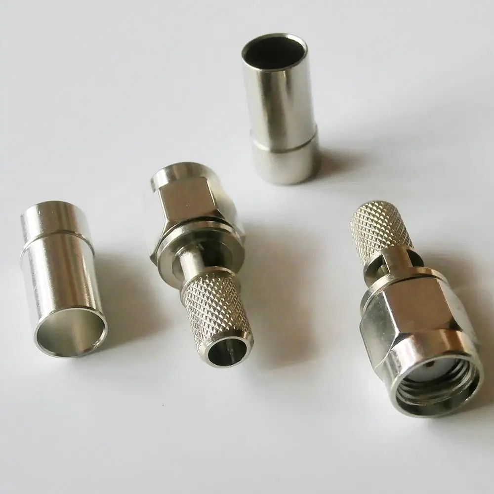 

1X Pcs RP-SMA RPSMA RP SMA Male Window Crimp for LMR195 RG58 RG142 RG223 RG400 Cable Plug Nickel Plated RF Connector Adapters