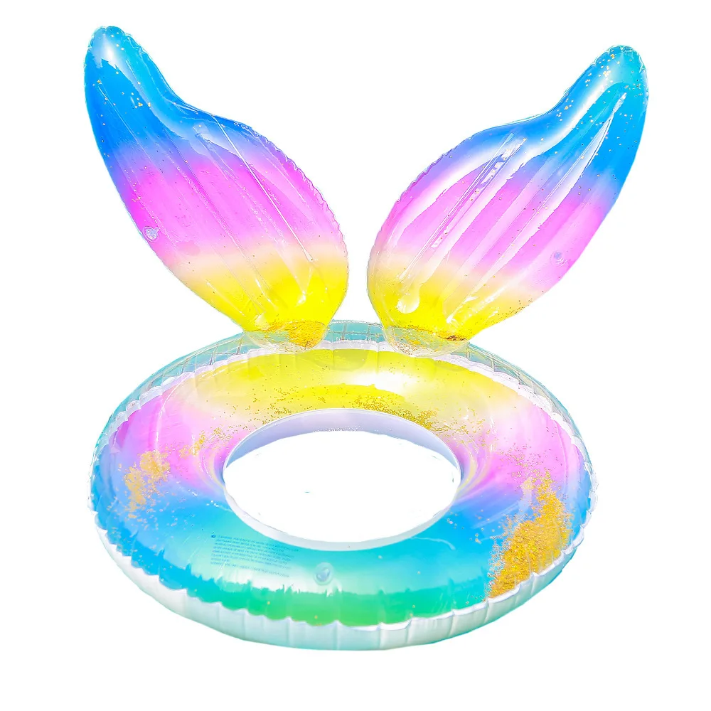 

Pool Float Large Mermaid Swim Ring 90cm Inflatable Mattress Circle Swimming Rainbow Floating Inflat Pool Toys for Adults