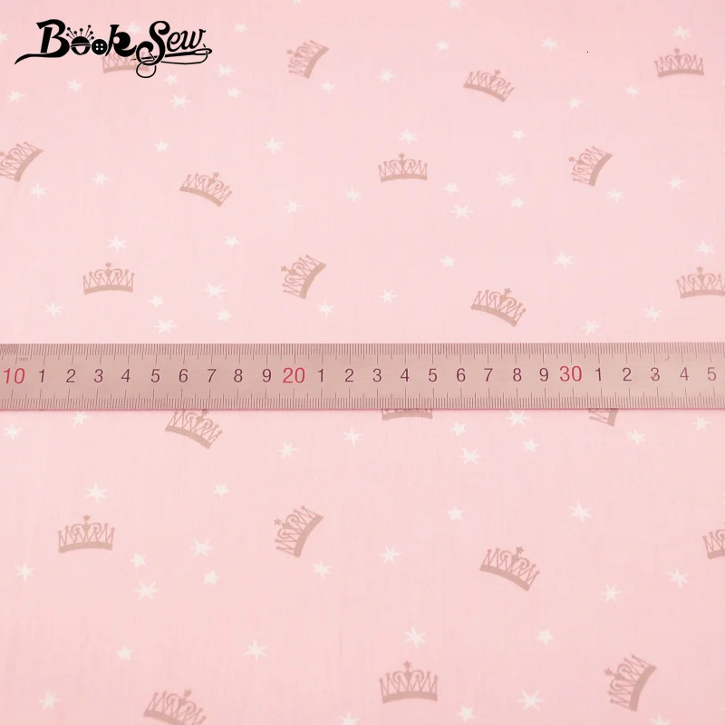 Booksew хлопок швейный материал DIY ткань для пэчворка саржа детская ткань для кукол Корона узоры Telas Tecidos розовая ткань