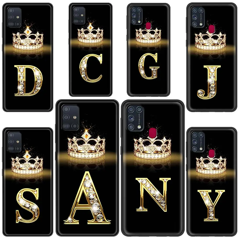

Glod Crown Letter Case For Samsung Galaxy M51 M31 M21 M11 M01 M62 M42 M32 M21 M12 F62 F52 F41 F22 F12 M31s M30s A9 A7 2018 Shell