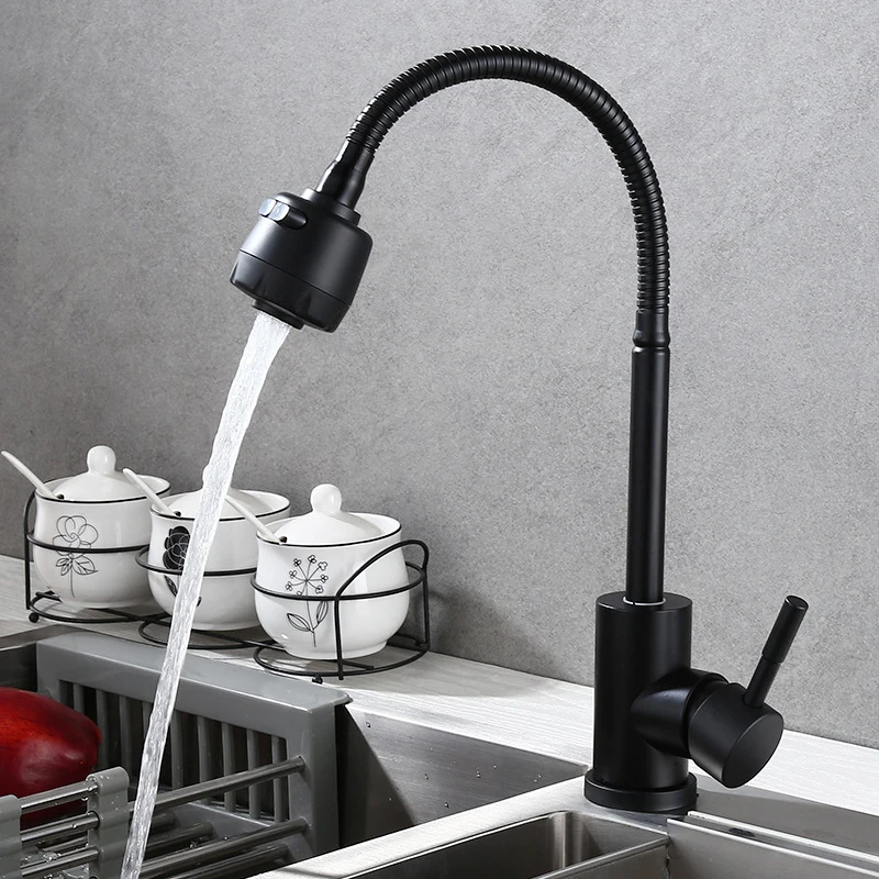 Матовый черный кухонный кран из нержавеющей стали вытяжной смеситель для