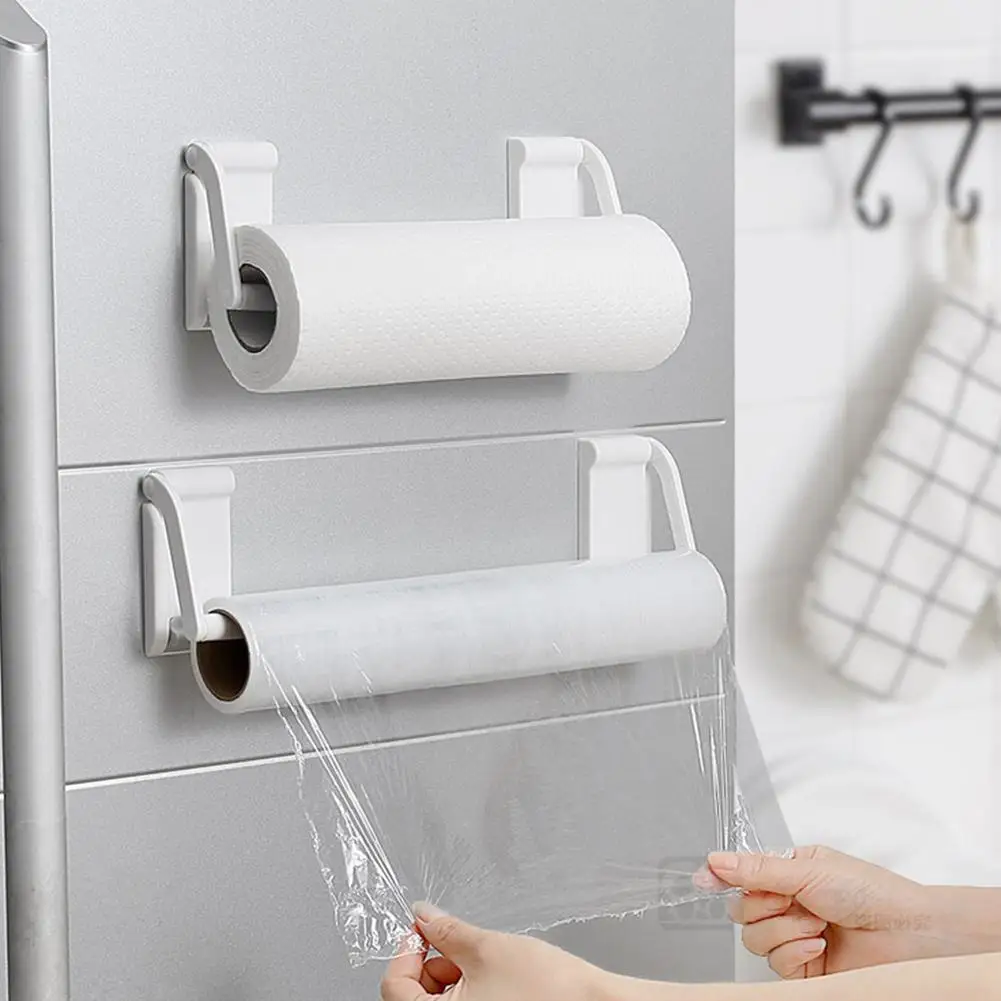 

1 Pair Creative Paper Towel Storage Rack Cling Film Supplies Storage Shelf Kitchen Sundry Wall Magnetic Absorption Refriger W7P7