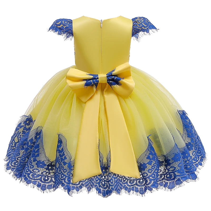 LZH Halloween Dress Flower Girls Wedding Children Birthday Party Princess Ball Gown Kids Dresses For Yellow Clothes |