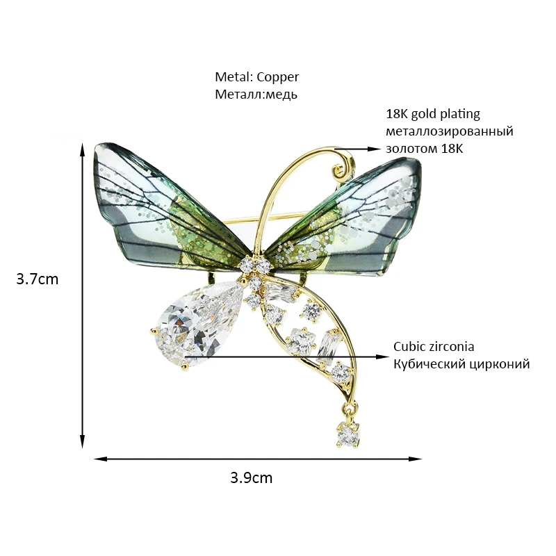Wuli&ampbaby Czech Rhinestone Transparent Butterfly Brooches For Women Party Office Insect Brooch Pins |