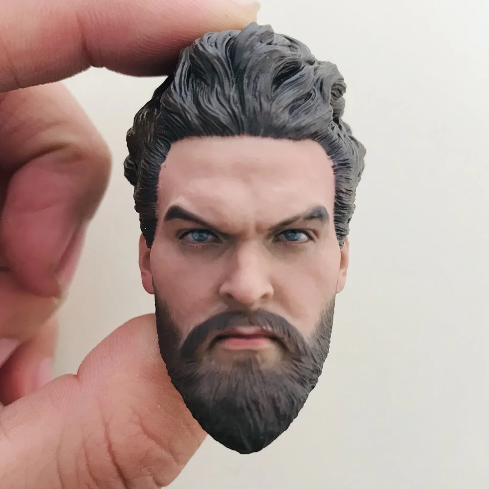 

1/6 Floating Long Hair Jason Momoa Head Sculpt Aquaman Arthur Curry Head Carving for 12'' Male Strong Muscle Action Figure