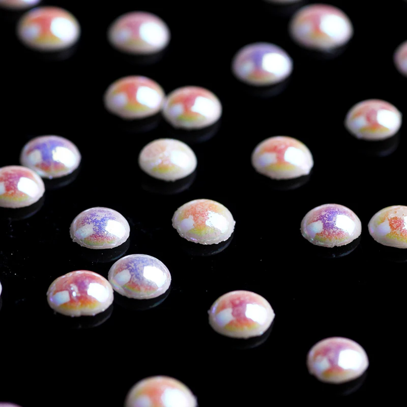 Праджня Нейл-арт стразы с прямой основой AB белым шариком и отделкой из горного