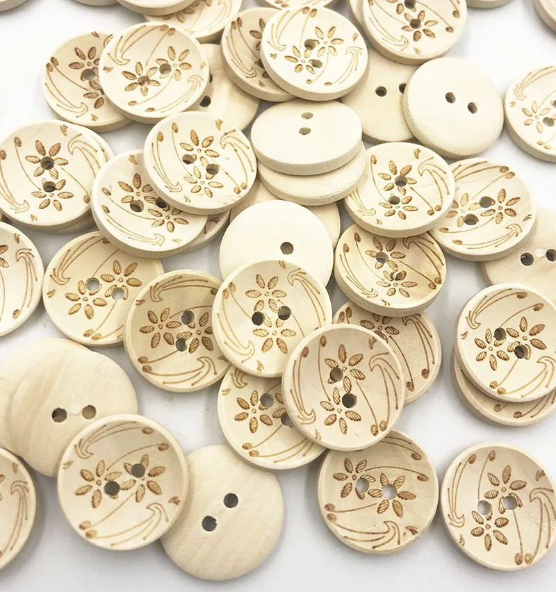 

50/100 pcs Flower Wood Buttons Sewing Scrapbooking Gift Handwork Home Clothing Decor Wooden Decorative handmade WB753