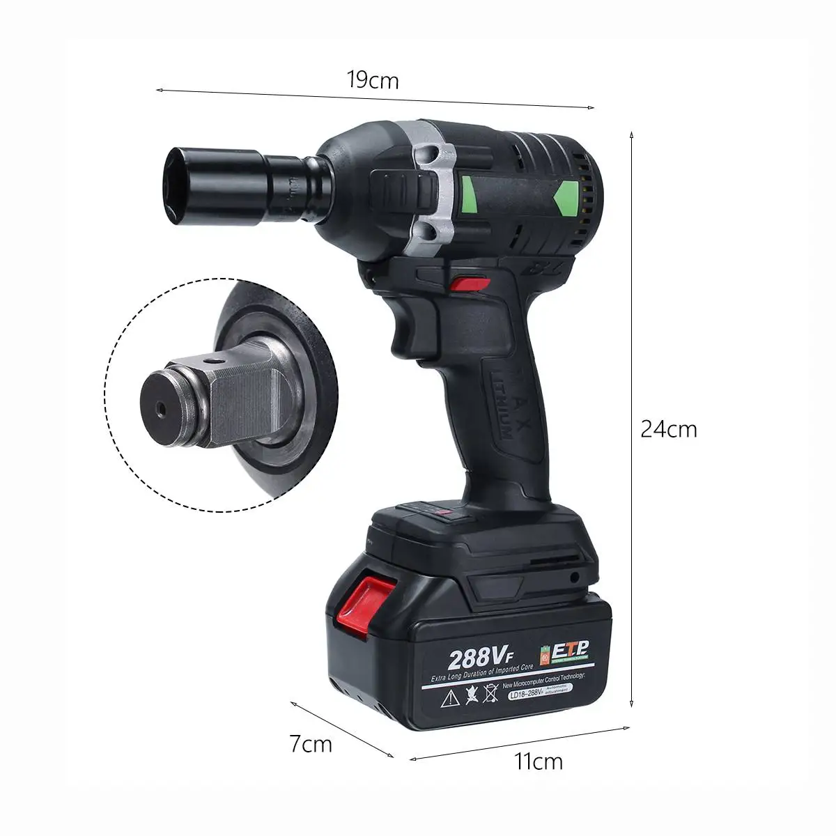 

288VF 320N Brushless Cordless Electric Impact Wrench 19800mAh Powerful Tool Two Battery One Charger