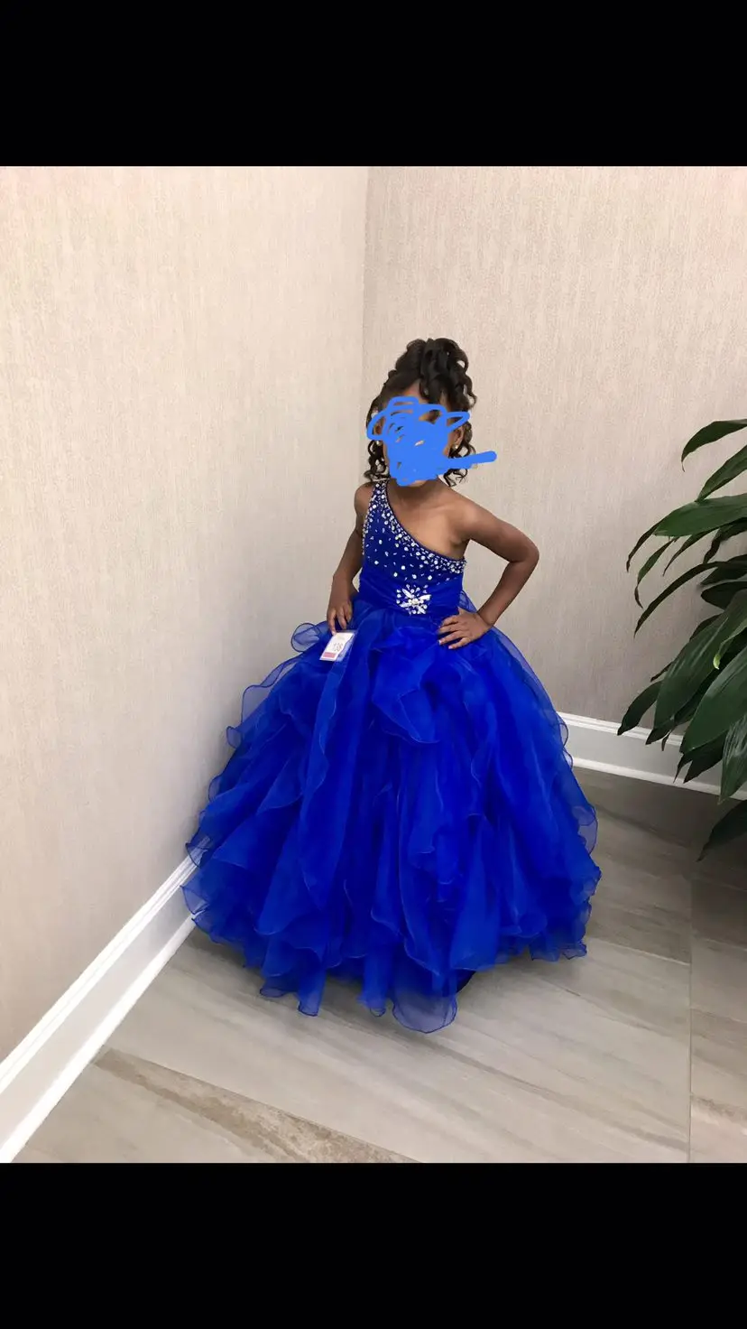 Bright Blue Fushcia Green One Shoulder Flower Girl Dresses Girls' Pageant Holidays/Birthday Custom Size 2-14 F14 |