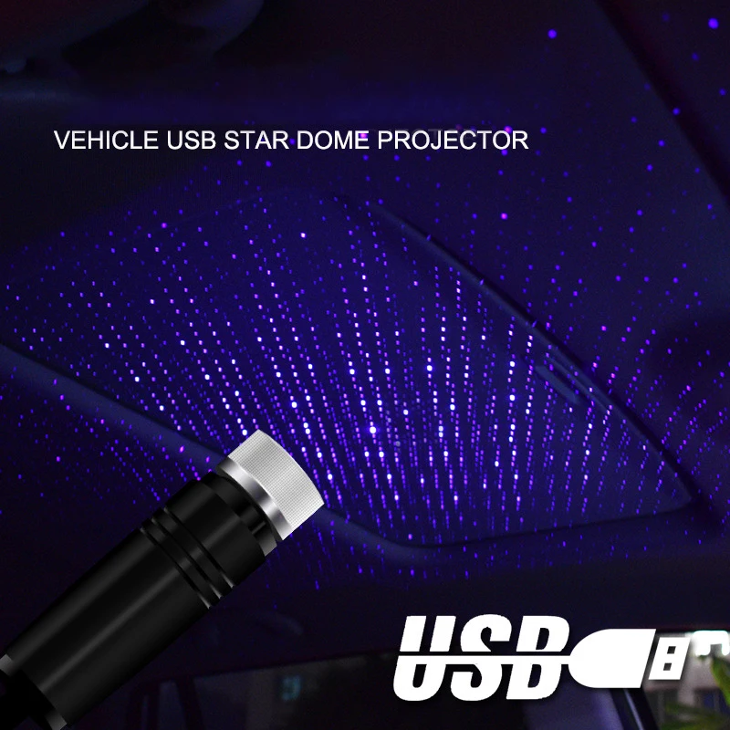 Purple blue light Автомобильный удобный usb звездный потолочный светильник лазерный проекционный светильник s окружающая атмосфера Galaxy Рождественский интерьерный декоративный светильник - Испускаемый цвет: Purple blue light