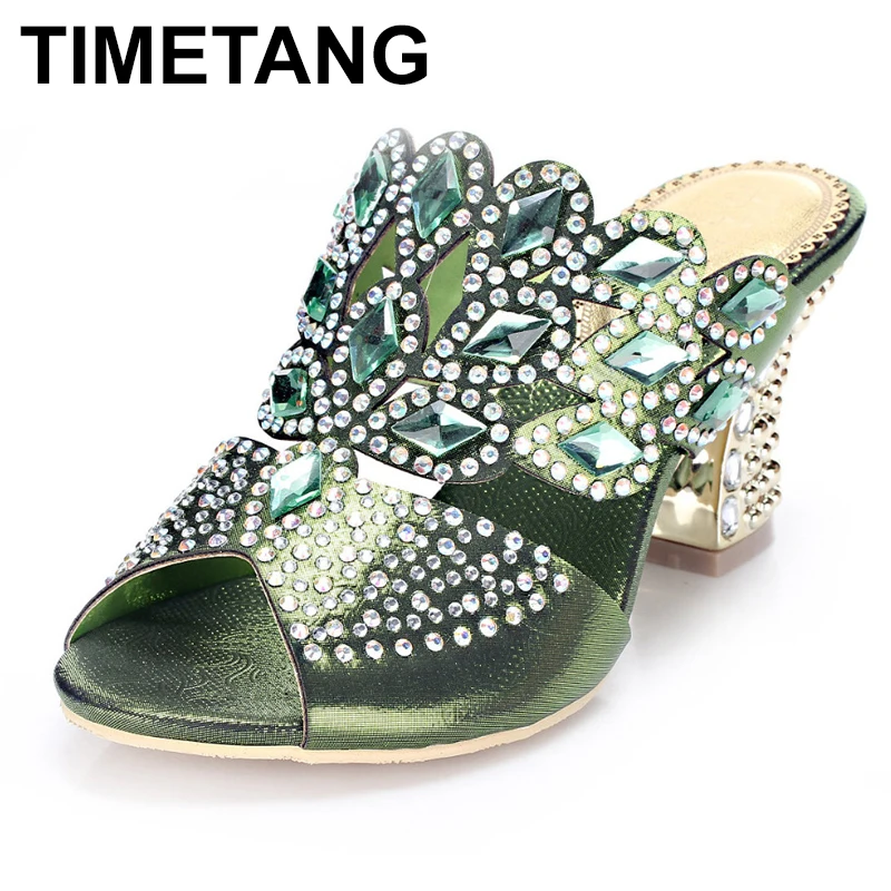 TIMETANGWomen сандалии для девочек высокого качества Модные Соблазнительные Стразы
