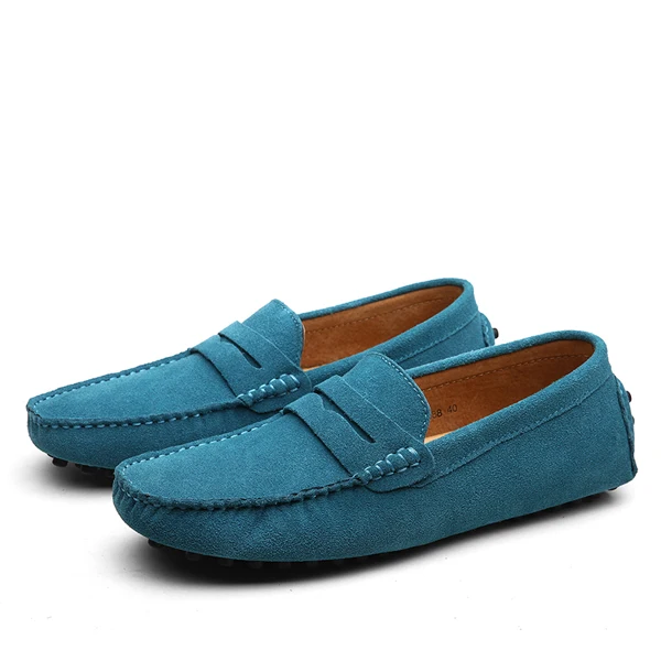 Sky Blue Брендовые модные летние стильные Мягкие Мокасины; мужские лоферы; обувь из высококачественной натуральной кожи; мужская обувь на плоской подошве; Gommino; обувь для вождения - Цвет: Sky Blue