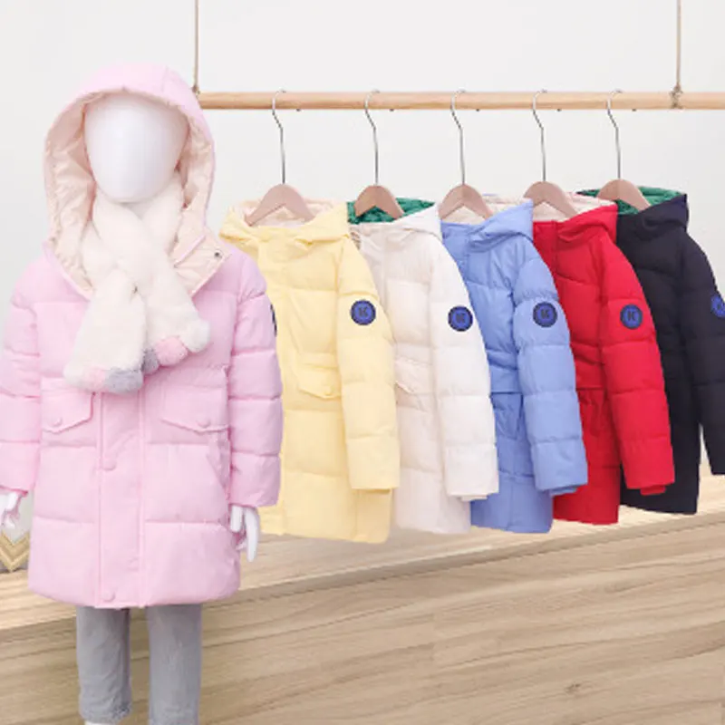 Детский пуховик с капюшоном на возраст 2-13 лет