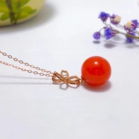 shilovem 18k yellow gold natural south red agate pendants no necklace fine jewelry classic gift plant gift round yzz10 10 5888nh