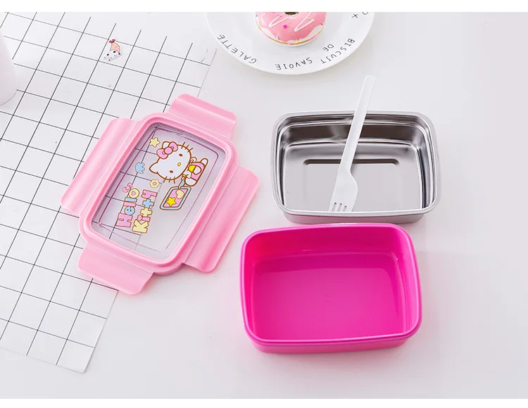 С ложкой вилка мультфильм KT Мелодия Русалка динозавр Микки Минни SUS304 Bento коробка