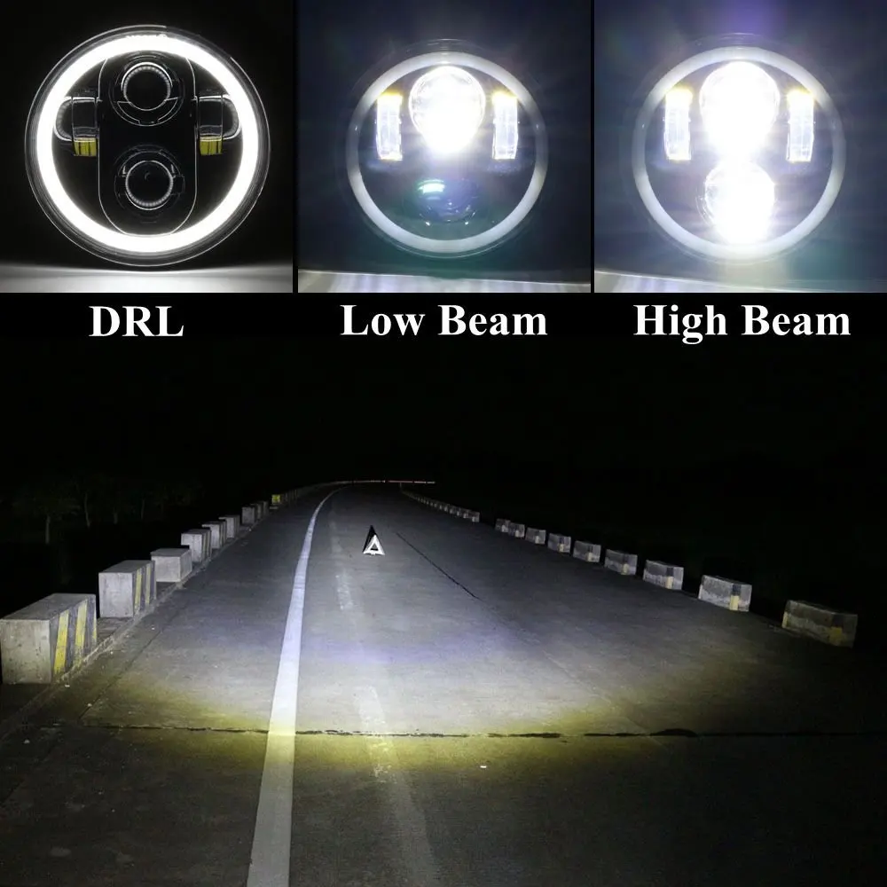 5 75 &quotмотоцикл H4 Hi Lo Beam 3/4&quot светодиодный фонарь с ангельскими глазками Halo для