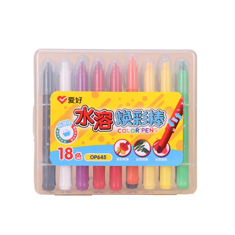 

Children's painting rotatable oil pastel water-soluble brush color pen 12/18/24/36/48 color washable crayon painting supplies