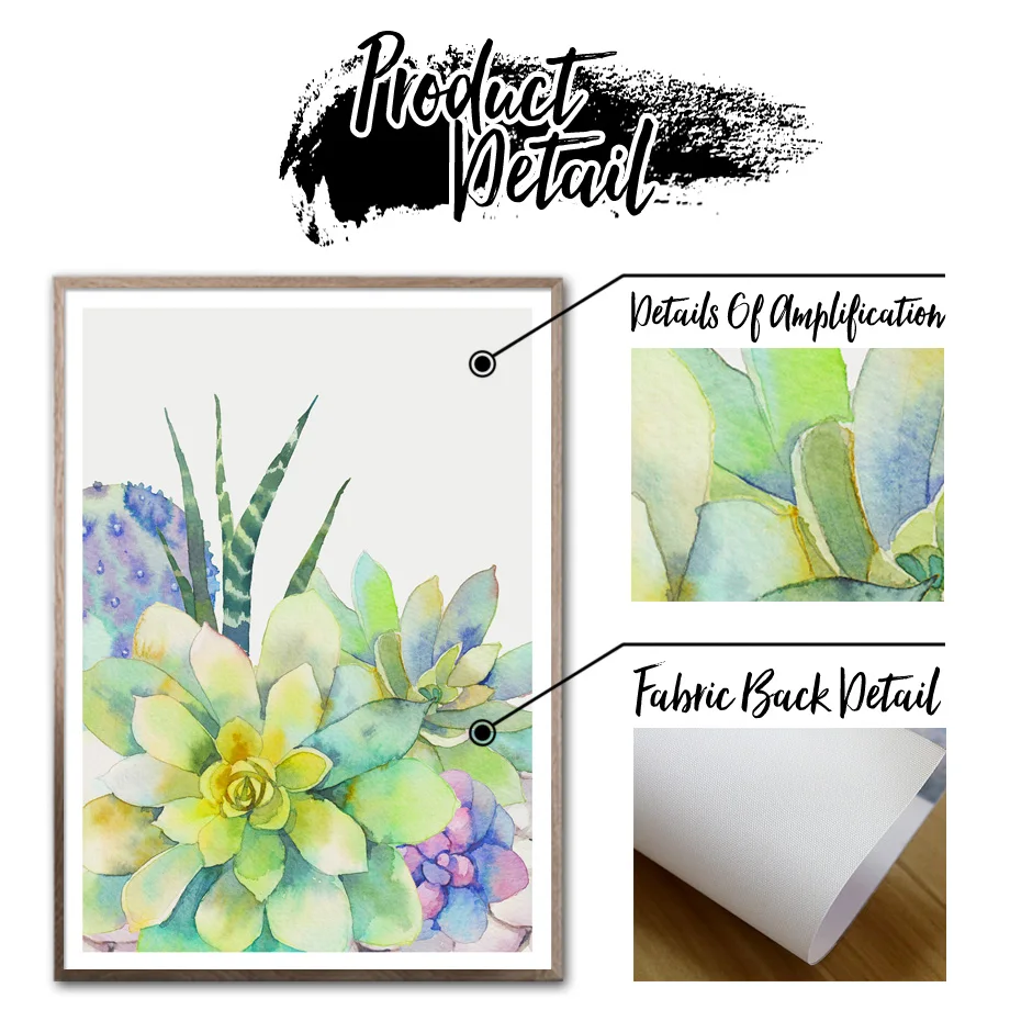 Painted Succulent Cactus Fresh Flowers Home Art Canvas Painting Nordic Posters And Prints Wall Pictures For Living Room Decor | Дом и сад