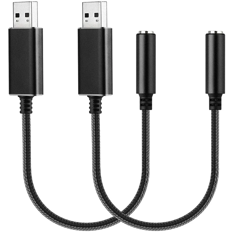 2 упаковки внешняя стерео звуковая карта USB для наушников адаптер o Jack с 3 5 мм Aux TRRS