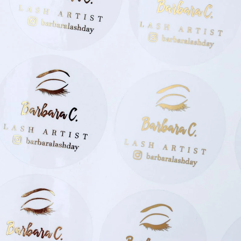 Индивидуальные этикетки с логотипом ресниц прозрачные для из золотой фольги
