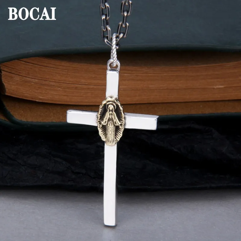 Новинка однотонные ювелирные изделия BOCAI из стерлингового серебра S925 пробы крест