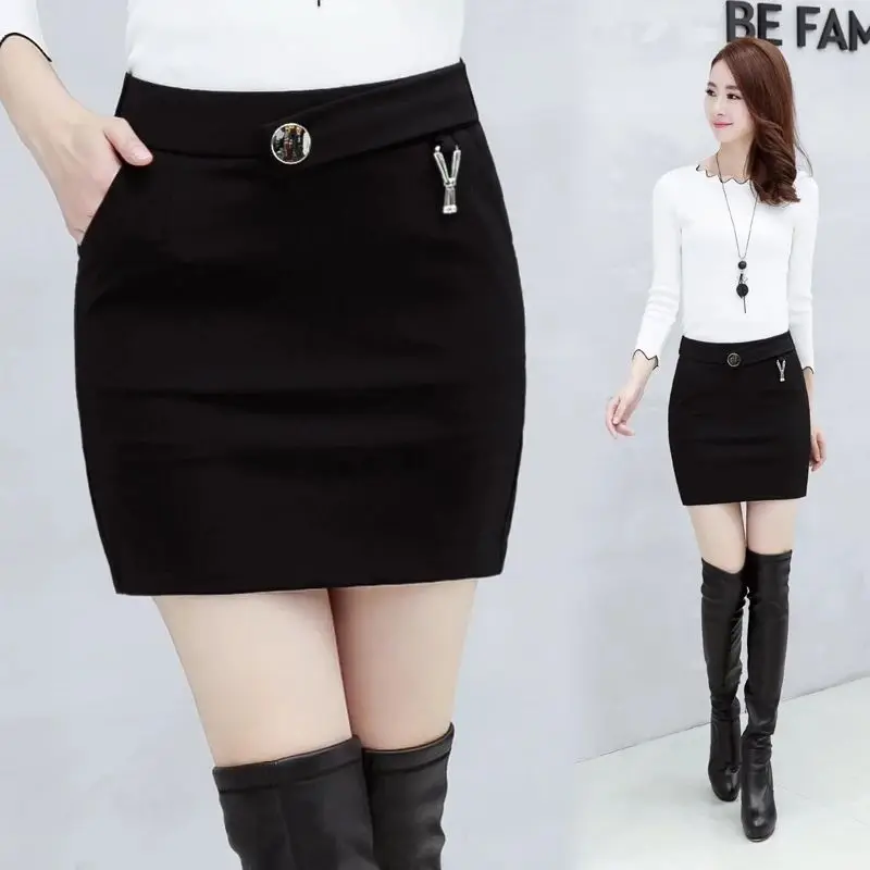 

High Waist Autumn Black Stretch Suit Skirt Suit Skirt Business Short Skirt Woman Skirts Faldas Jupe