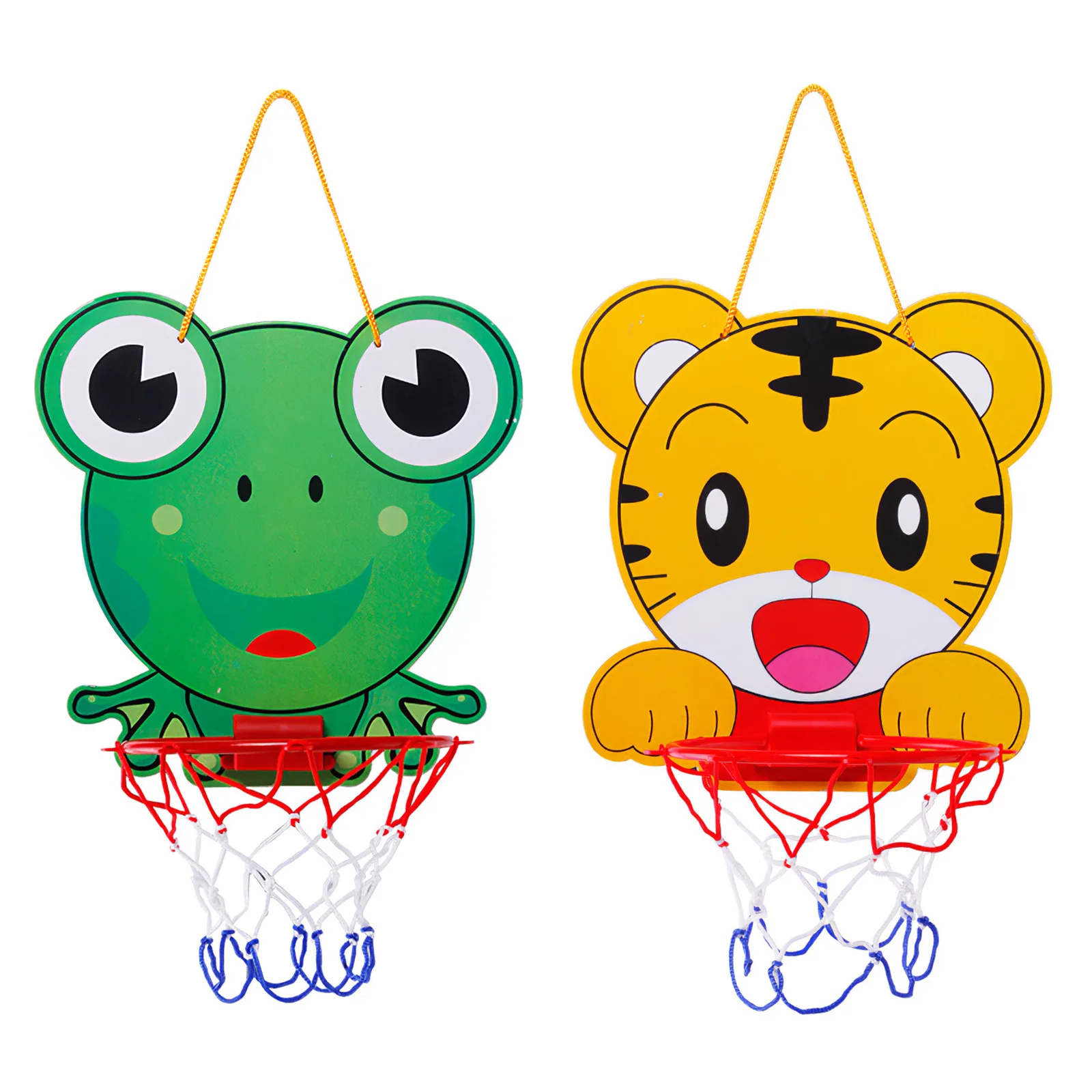 

2 Packs Indoor Basketball Set Cartoon Tiger Frog Colorful With Hoops Nets Basketballs Stand Board For Aged 3-12 Years Kids
