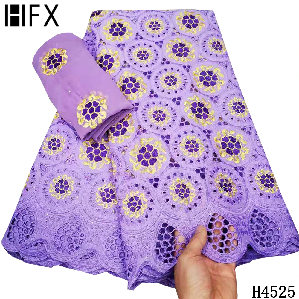 

HFX swiss voile lace in switzerland african lace fabric embroidery swiss lace fabric 7yards 100% cotton fabric for dress h4525