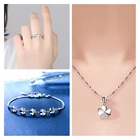 Изысканный Циркон Клевер Кулон женские ожерелья Мода Серебро 925 браслет кольцо серьги набор для девочек ювелирные изделия талисманы женский подарок