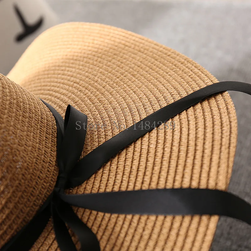 Шляпа женская Соломенная для защиты от солнца складная простая пляжная дорожная