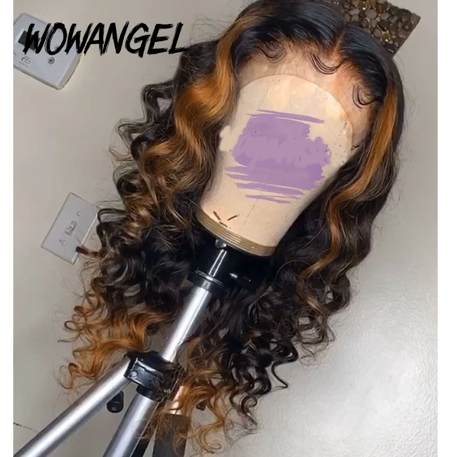 

Lace Wig Ombre Honey Blonde Colored Highlight 13x6 Deep Part Lace Front Human Hair Wigs Brazilian Remy Wavy Pre-Plucked Hairline