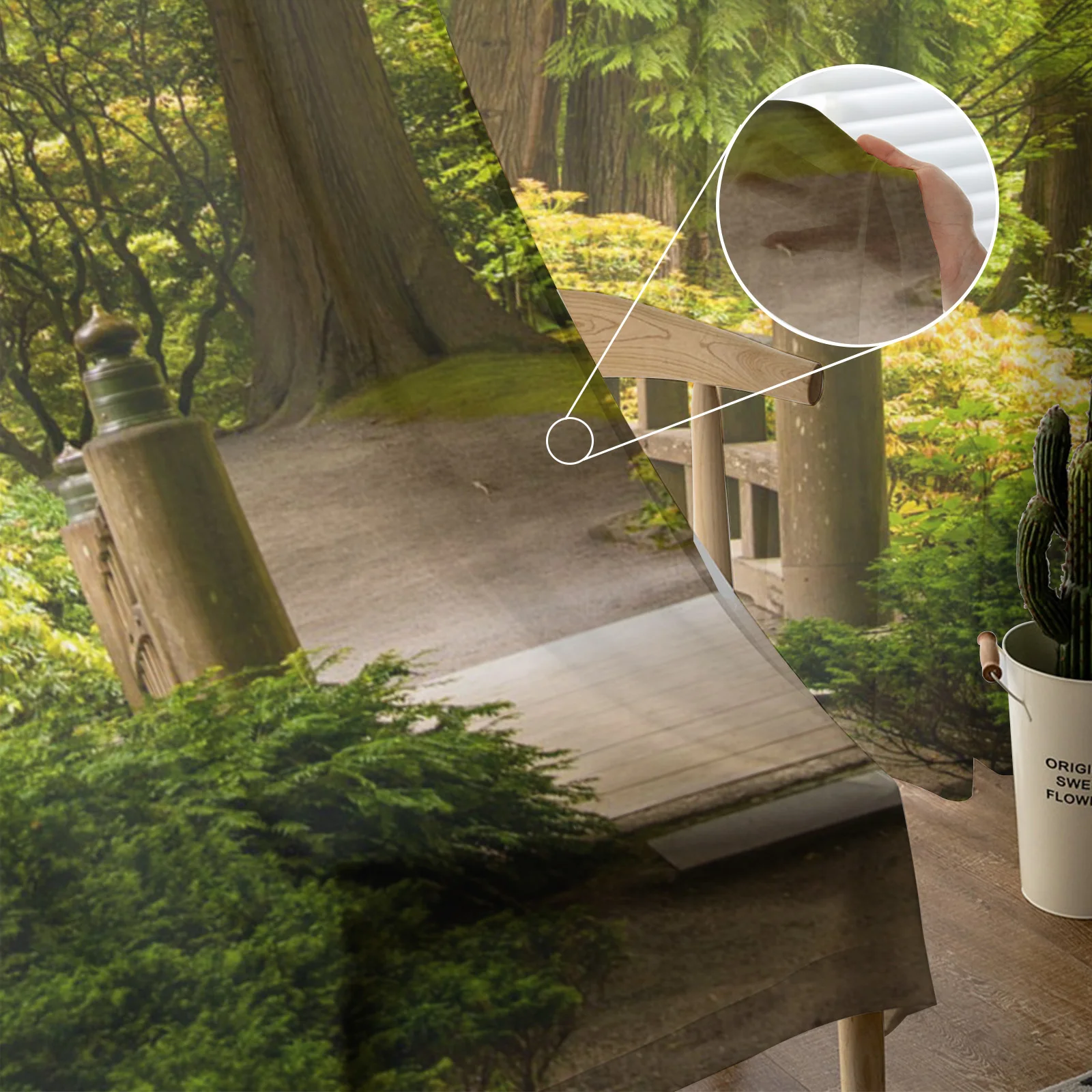 Тюлевые занавески для сада деревянного моста леса гостиной спальни вуаль