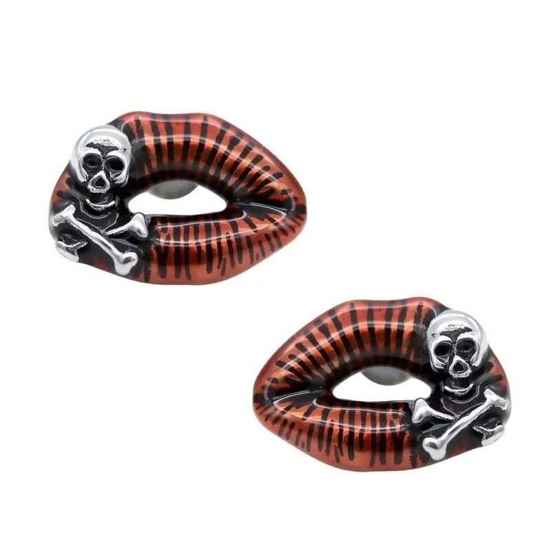 

Women's creative retro copper lip shape earrings exquisite punk hip hop rock anniversary gift jewelry wholesale