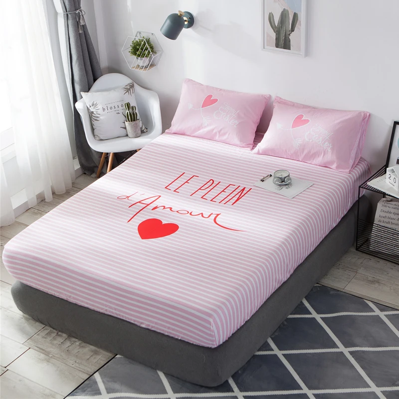 Slavdream 1 шт. 100% хлопок простыня с сердечком розовая эластичная резинка для девочек