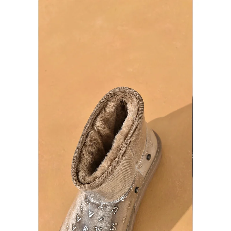 BeauToday для снежной погоды Женские прозрачные Ботильоны круглый носок Стразы